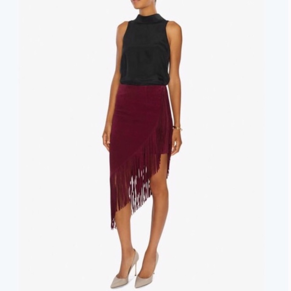 Intermix Goat Suede Fringe Skirt S